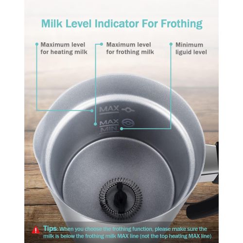  EZBASICS Milk Frother, Milk Steamer Foam Maker for Coffee, Latte, Hot Chocolates, Cappuccino, Electric Milk Frother Stainless Steel, Automatic Hot and Cold Milk Frother Warmer with