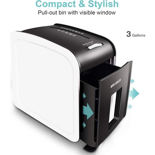  [아마존베스트]EZBASICS 5-Sheet Cross-Cut （Lubricant is not Needed） Paper and Credit Card Shredder with Pullout Basket, 58 dB, White