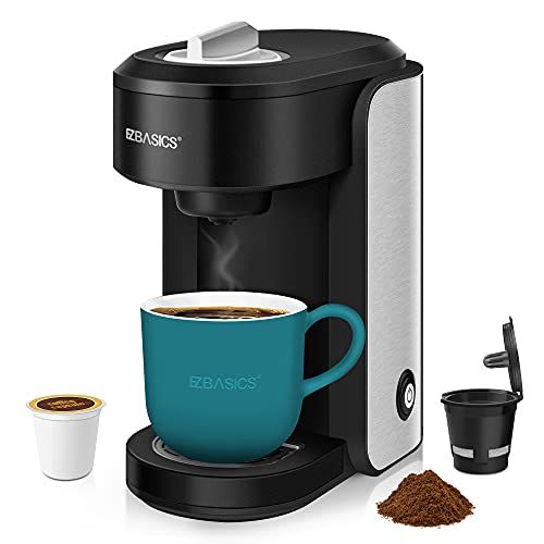  [아마존베스트]EZBASICS Single Serve Coffee Maker, K Cup Coffee Machine, Mini Coffee Brewer, Black, Single Cup Coffee Maker with Visual Water Reservoir