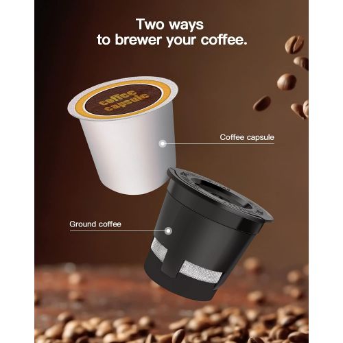  [아마존베스트]EZBASICS Single Serve Coffee Maker, K Cup Coffee Machine, Mini Coffee Brewer, Black, Single Cup Coffee Maker with Visual Water Reservoir