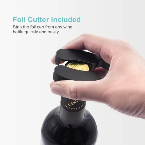  [아마존베스트]EZBASICS Electric Wine Opener Set, Cordless Stainless Steel Automatic Electric Wine Bottle Opener Corkscrew with Foil Cutter, Included Recharging Base