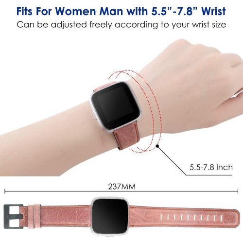  [아마존베스트]EZCO Leather Bands Compatible with Fitbit Versa/Versa Lite, Vintage Genuine Leather Band Replacement Strap Wristband Accessories Man Women 5.5”-7.8” Wrist Compatible with Versa Sma