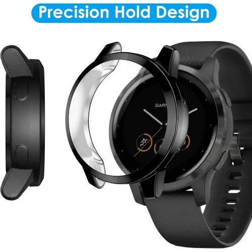  EZCO 2-Pack Screen Protector Case Compatible with Garmin Vivoactive 4S 40mm, Full Coverage Soft TPU Case Protective Screen Cover Bumper Frame for Vivoactive 4S Smartwatch（Not for O