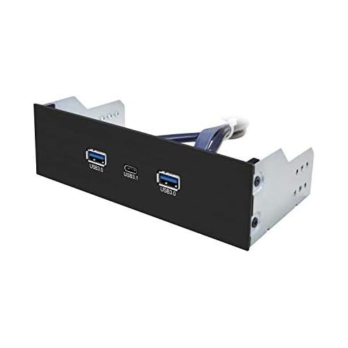  EZDIY-FAB 2-Port USB3.0 Type A + USB3.1 Type C GEN 2-5.25 inch Front Panel USB hub [20 pin Connector- 73 cm Cable] Metal Front Panel USB hub, USB3.1 Extender 10 Gbps High Speed Dat