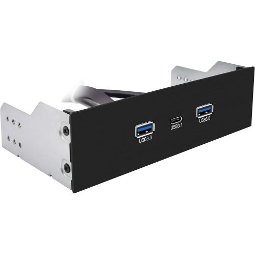 EZDIY-FAB 2-Port USB3.0 Type A + USB3.1 Type C GEN 2-5.25 inch Front Panel USB hub [20 pin Connector- 73 cm Cable] Metal Front Panel USB hub, USB3.1 Extender 10 Gbps High Speed Dat