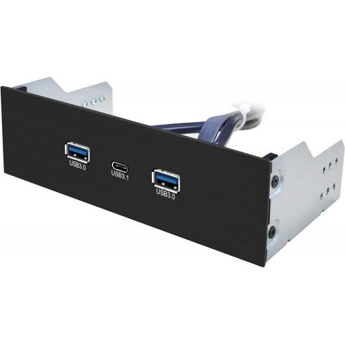  EZDIY-FAB 2-Port USB3.0 Type A + USB3.1 Type C GEN 2-5.25 inch Front Panel USB hub [20 pin Connector- 73 cm Cable] Metal Front Panel USB hub, USB3.1 Extender 10 Gbps High Speed Dat