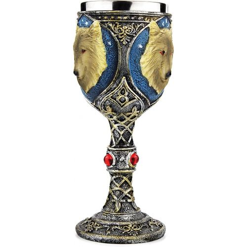  EZESO ESSENTIAL SKINCARE EZESO Stainless Steel Wolf Goblet, EZESO Resin 3D Wine Chalice Goblet Cup(Wolf Goblet)