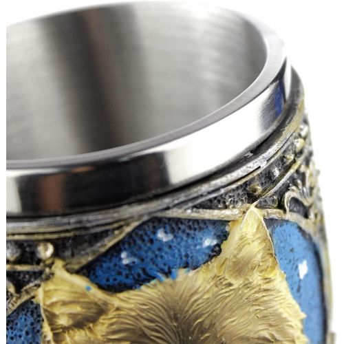  EZESO ESSENTIAL SKINCARE EZESO Stainless Steel Wolf Goblet, EZESO Resin 3D Wine Chalice Goblet Cup(Wolf Goblet)