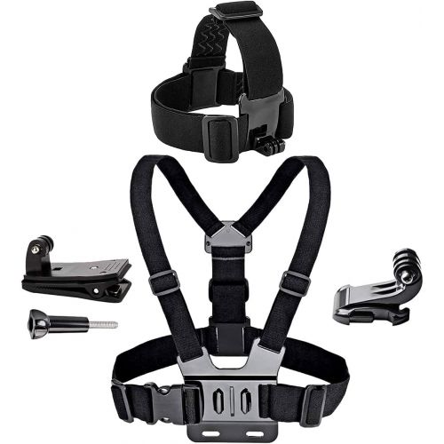  EZESO ESSENTIAL SKINCARE Chest Mount Harness Strap Head Mount Strap Wrist Strap Kit Compatible with Action Camera 9/8/7/6/5/4/3/2/1 Session Cameras