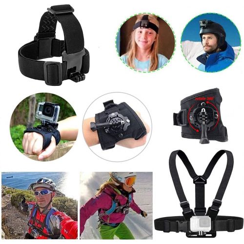  EZESO ESSENTIAL SKINCARE Chest Mount Harness Strap Head Mount Strap Wrist Strap Kit Compatible with Action Camera 9/8/7/6/5/4/3/2/1 Session Cameras