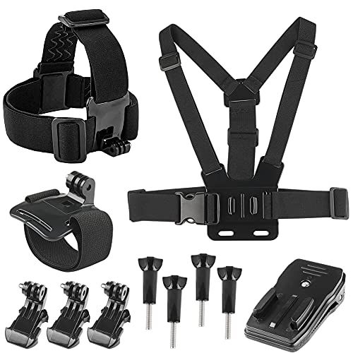  EZESO ESSENTIAL SKINCARE Chest Strap Mount Harness Head Mount Strap Wrist Strap Kit Compatible with Action Camera 9/8/7/6/5/4/3/2/1 Session Cameras