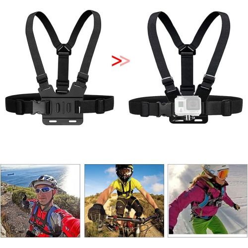  EZESO ESSENTIAL SKINCARE Chest Strap Mount Harness Head Mount Strap Wrist Strap Kit Compatible with Action Camera 9/8/7/6/5/4/3/2/1 Session Cameras