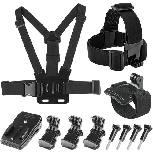  EZESO ESSENTIAL SKINCARE Chest Strap Mount Harness Head Mount Strap Wrist Strap Kit Compatible with Action Camera 9/8/7/6/5/4/3/2/1 Session Cameras