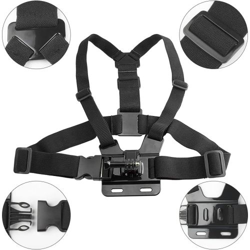  EZESO ESSENTIAL SKINCARE Chest Strap Mount Harness Head Mount Strap Wrist Strap Kit Compatible with Action Camera 9/8/7/6/5/4/3/2/1 Session Cameras