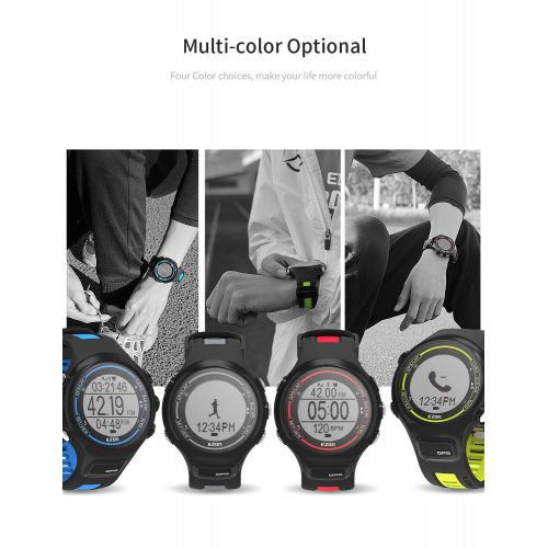  EZON T907-hrB11 Herren Digital Sport Uhren GPS Running Smart Watch mit Handgelenk-basierte optische Pulsmesser, Schrittzahler, Stoppuhr, Bluetooth, 5ATM WasserdichtSchwarz