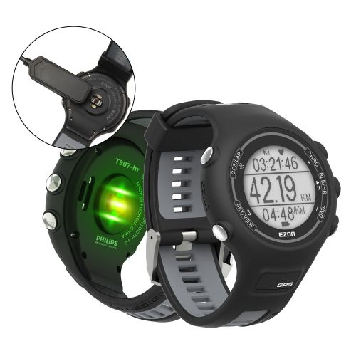  EZON T907-hrB11 Herren Digital Sport Uhren GPS Running Smart Watch mit Handgelenk-basierte optische Pulsmesser, Schrittzahler, Stoppuhr, Bluetooth, 5ATM WasserdichtSchwarz