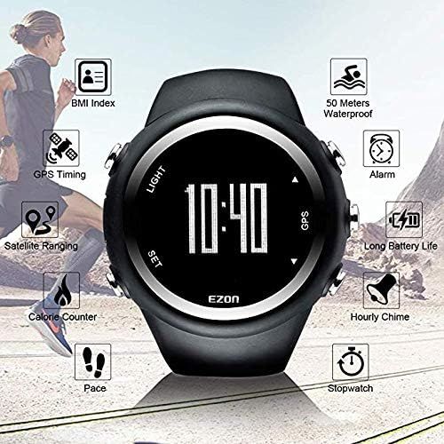  EZON T023 Herren Digital Sportuhren Grosses Display fuer Outdoor Laufen mit 5ATM Wasserdicht/Kalorienzahler/Stoppuhr/Schrittzahler/Alarm/Stoppuhr Funktionen