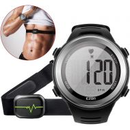 EZON Heart Rate Monitor Running Sports Watch with HRM Chest Strap,Waterproof,Stopwatch,Hourly Chime T007