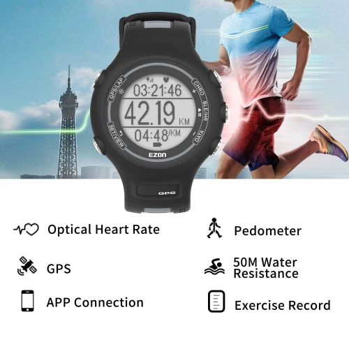  EZON T907-hr Fitness Activity Tracker HR Watch with Heart Rate Monitor GPS Running Sports Pulse Watch