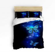 EZON-CH Twin Size 4 Piece Duvet Cover Set Cute Bedding Set for Girls Boys,Quote Morpho 3D Butterfly in Night Printing Bed Sets,Include 1 Flat Sheet 1 Duvet Cover and 2 Pillow Cases