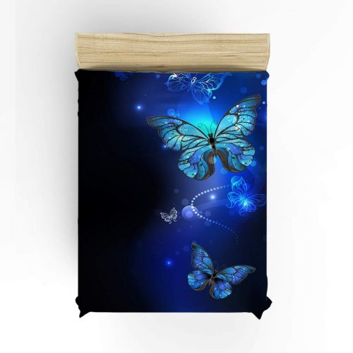  EZON-CH Twin Size 4 Piece Duvet Cover Set Cute Bedding Set for Girls Boys,Quote Morpho 3D Butterfly in Night Printing Bed Sets,Include 1 Flat Sheet 1 Duvet Cover and 2 Pillow Cases