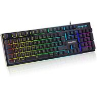 [아마존베스트]EZONTEQ Ergonomic Gaming Keyboard RGB LED Lighting Waterproof Keycaps Design QWERTZ German Layout for Business Gaming