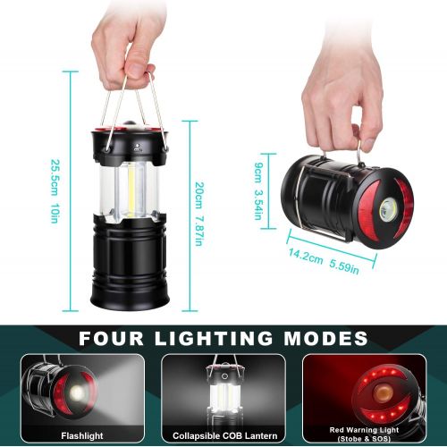  EZORKAS LANTERN EZORKAS 2 Pack Camping Lanterns, Rechargeable Led Lanterns, Hurricane Lights with Flashlight and Magnet Base for Camping, Hurricane, Hiking, Emergency, Outage