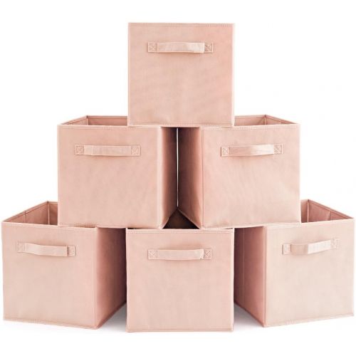  [아마존 핫딜] EZOWare Set of 6 Basket Bins Collapsible Storage Organizer Boxes Cube for Nursery Home - Pale Dogwood