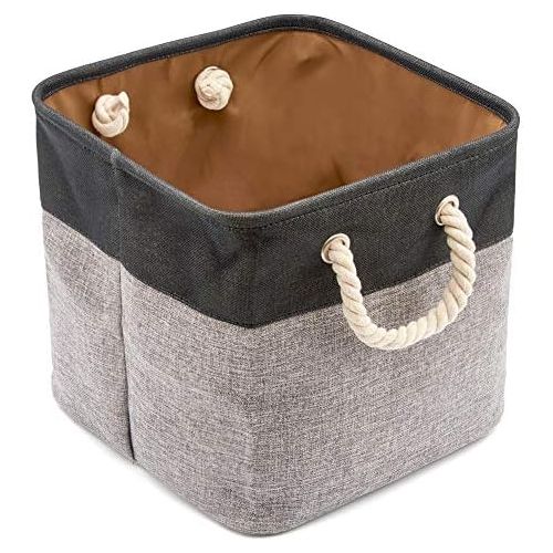  [아마존베스트]EZOWare 3-Pack Collapsible Storage Bins Basket Foldable Canvas Fabric Tweed Storage Cubes Set with Handles for Babies Nursery Toys Organizer (13 x 13 x 13 inches) (Black/Gray)