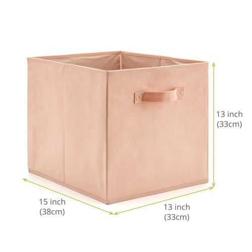  EZOWare Set of 4 Foldable Fabric Basket Bin, Collapsible Storage Cube Boxes for Nursery Toys (13 x 15 x 13 inches) (Pink)