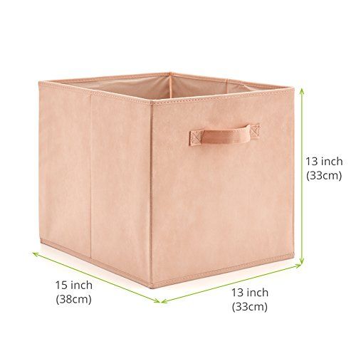  EZOWare Set of 4 Foldable Fabric Basket Bin, Collapsible Storage Cube Boxes for Nursery Toys (13 x 15 x 13 inches) (Pink)