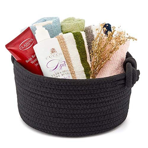  EZOWare Set of 3 Decorative Soft Knit Baskets Bins Storage Organizer, Perfect for Storing Small Household Items - Black