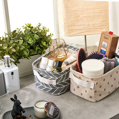  EZOWare 6 Pcs Foldable Storage Bins Baskets, Collapsible Fabric Shelf Organizer Set with Handles for Bathroom Makeup Books Nursery Kids Toddlers Home and Office - Multi, 10 x 6.5 x