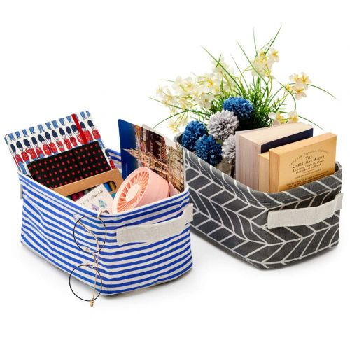  EZOWare 6 Pcs Foldable Storage Bins Baskets, Collapsible Fabric Shelf Organizer Set with Handles for Bathroom Makeup Books Nursery Kids Toddlers Home and Office - Multi, 10 x 6.5 x