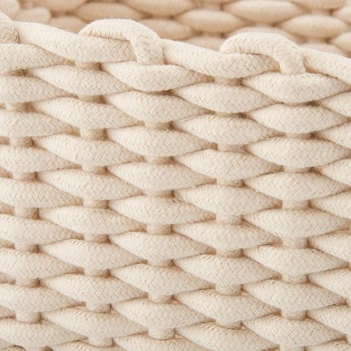  EZOWare Set of 3 Decorative Woven Cotton Rope Baskets and Storage Organizer, Perfect for Storing Small Household Items (White)