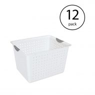 EZOWare MRT SUPPLY Deep Ultra Plastic Storage Bin Organizer Basket, Clear White (12 Pack) with Ebook