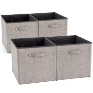 EZOWare 4 Pack Fabric Foldable Cubes Bin Organizer Container with Handles for Nursery, Closet,...