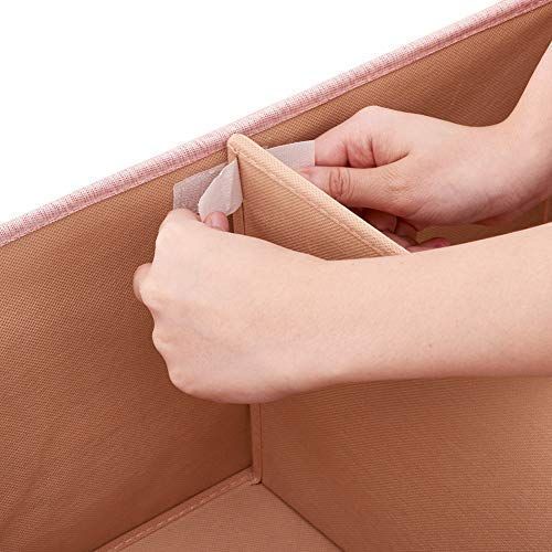  EZOWare Large Storage Boxes [2-Pack] Large Linen Fabric Foldable Storage Cubes Bin Box Containers...