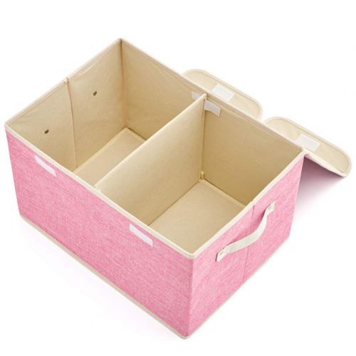  Large Storage Boxes [3-Pack] EZOWare Large Linen Fabric Foldable Storage Cubes Bin Box Containers...