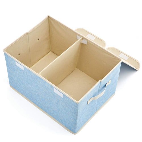  Large Storage Boxes [3-Pack] EZOWare Large Linen Fabric Foldable Storage Cubes Bin Box Containers...