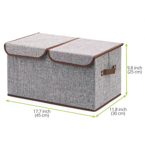  Large Storage Boxes [3-Pack] EZOWare Large Linen Fabric Foldable Storage Cubes Bin Box Containers...