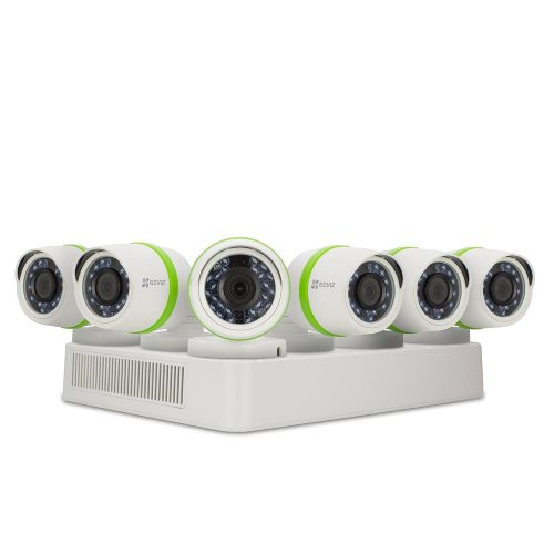  EZVIZ FULL HD 1080p Outdoor Surveillance System, 6 Weatherproof HD Security Cameras, 8 Channel 2TB DVR Storage, 100ft Night Vision, Customizable Motion Detection