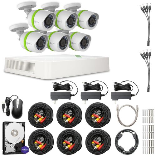  EZVIZ FULL HD 1080p Outdoor Surveillance System, 6 Weatherproof HD Security Cameras, 8 Channel 2TB DVR Storage, 100ft Night Vision, Customizable Motion Detection