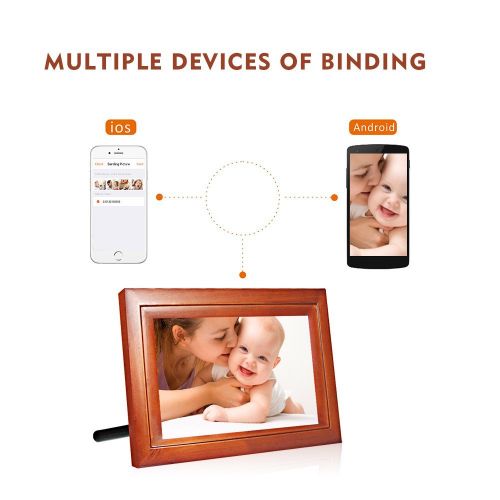  EZfun Internet Photo Frame IPF077 inch Smart photo frame with elegant wooden frame design