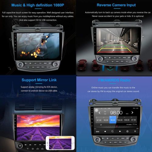  EZoneTronics for 2003-07 Honda Accord Radio Kit Touchscreen,Android 10.1 Double Din Car Stereo Bluetooth Support Backup Camera Mirror Link Play 2G RAM 32G ROM