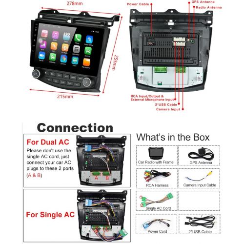  EZoneTronics for 2003-07 Honda Accord Radio Kit Touchscreen,Android 10.1 Double Din Car Stereo Bluetooth Support Backup Camera Mirror Link Play 2G RAM 32G ROM