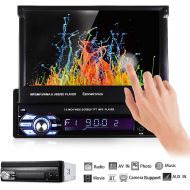 Ezonetronics Single 1Din 7 inch Slip Down Car Stereo,in Dash 1080P TFTLCD Touch Screen Car FM Radio Receiver with USBSD,MP4MP5 Car Player Support Rear Camera for Retractable Car