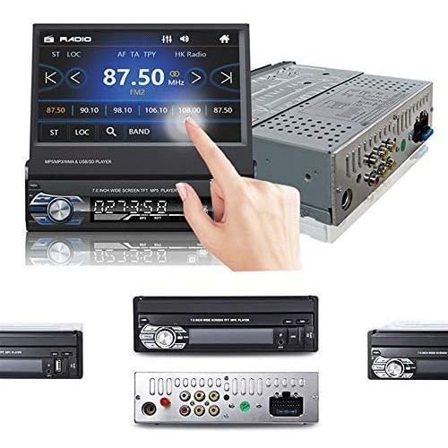  Ezonetronics Single 1Din 7 inch Slip Down Car Stereo,in Dash 1080P TFTLCD Touch Screen Car FM Radio Receiver with USBSD,MP4MP5 Car Player Support Rear Camera for Retractable Car