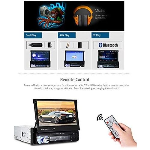  Ezonetronics Single 1Din 7 inch Slip Down Car Stereo,in Dash 1080P TFTLCD Touch Screen Car FM Radio Receiver with USBSD,MP4MP5 Car Player Support Rear Camera for Retractable Car