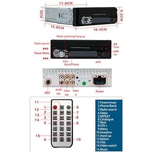  Ezonetronics Single 1Din 7 inch Slip Down Car Stereo,in Dash 1080P TFTLCD Touch Screen Car FM Radio Receiver with USBSD,MP4MP5 Car Player Support Rear Camera for Retractable Car